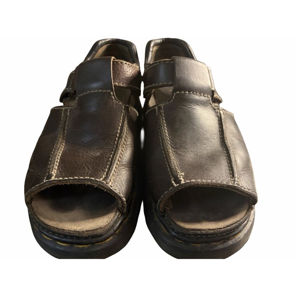 Dr Martens Fisherman Sandals Mens 9 Brown Leather Air Cushion Sole Strap Chunky